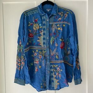JOHNNY WAS Embroidered Button Down
